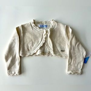 Mayoral baby girl cream metallic crochet trim cardigan 6m